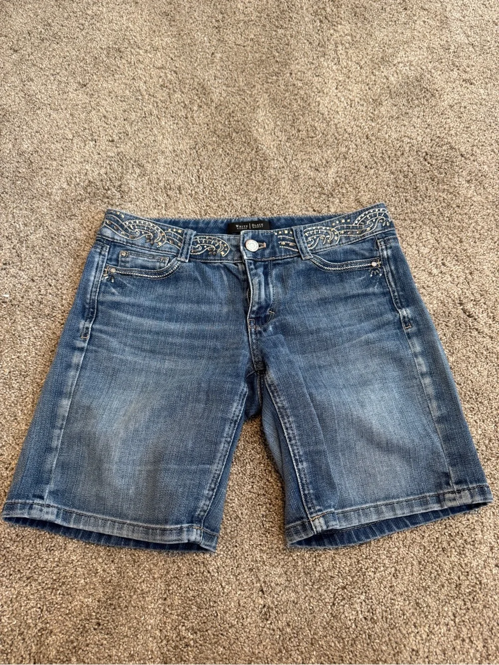 White House Black Market Embellished Blue Denim Jean Shorts